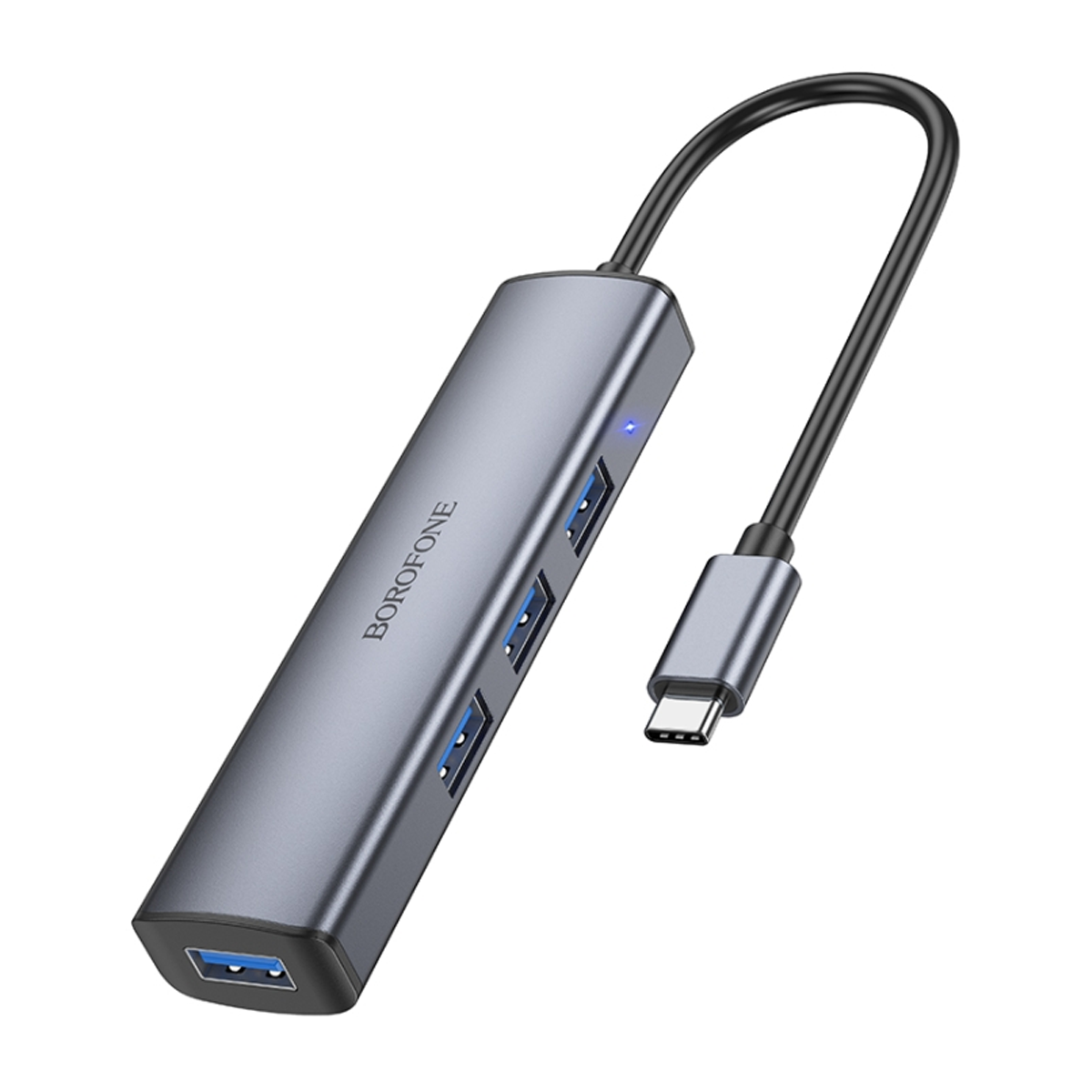 Adaptador Hub Tipo C 4 en 1 Borofone Dh12 Gris - Imagen 2