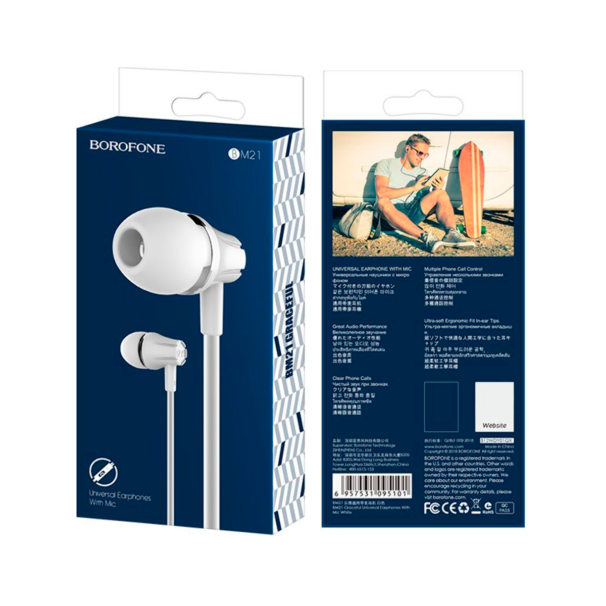 Audífonos In Ear Borofone Bm21 3.5mm Blanco - Imagen 3