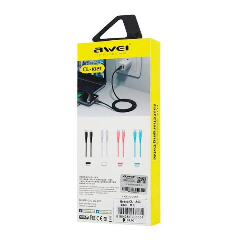 Cable Tipo C a Tipo C Awei CL-182c Blanco - Imagen 3