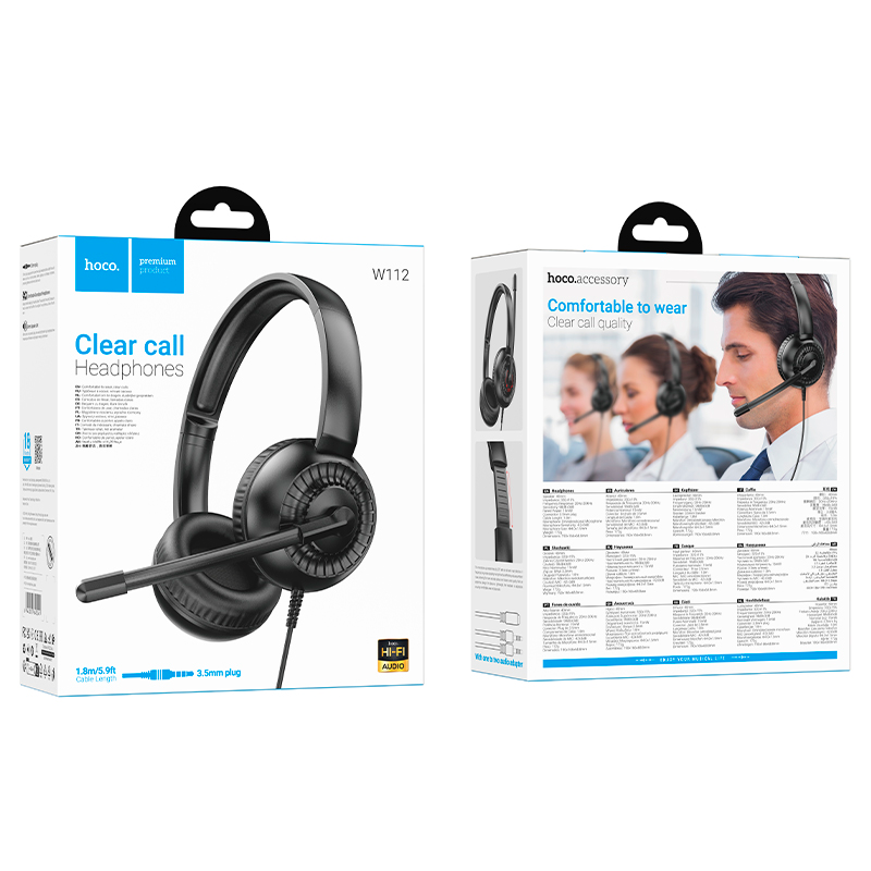 Audífonos Headset Oficina Teletrabajo Callcenter Hoco W112 Negro - Imagen 4