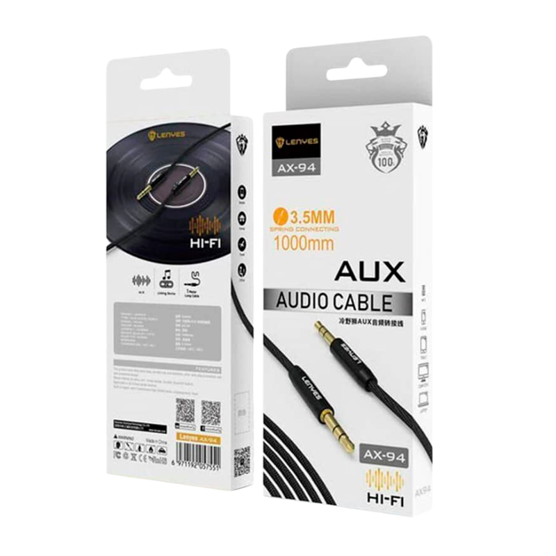 Cable Auxiliar 3.5mm a 3.5mm Lenyes Ax94 1 Metro Negro - Imagen 4