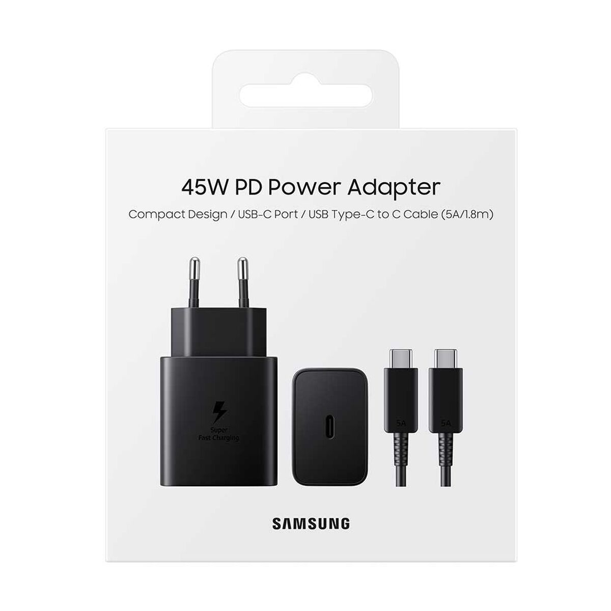 Cargador Super Carga Rapida + Cable Tipo C 45w Samsung Original Negro - Imagen 3