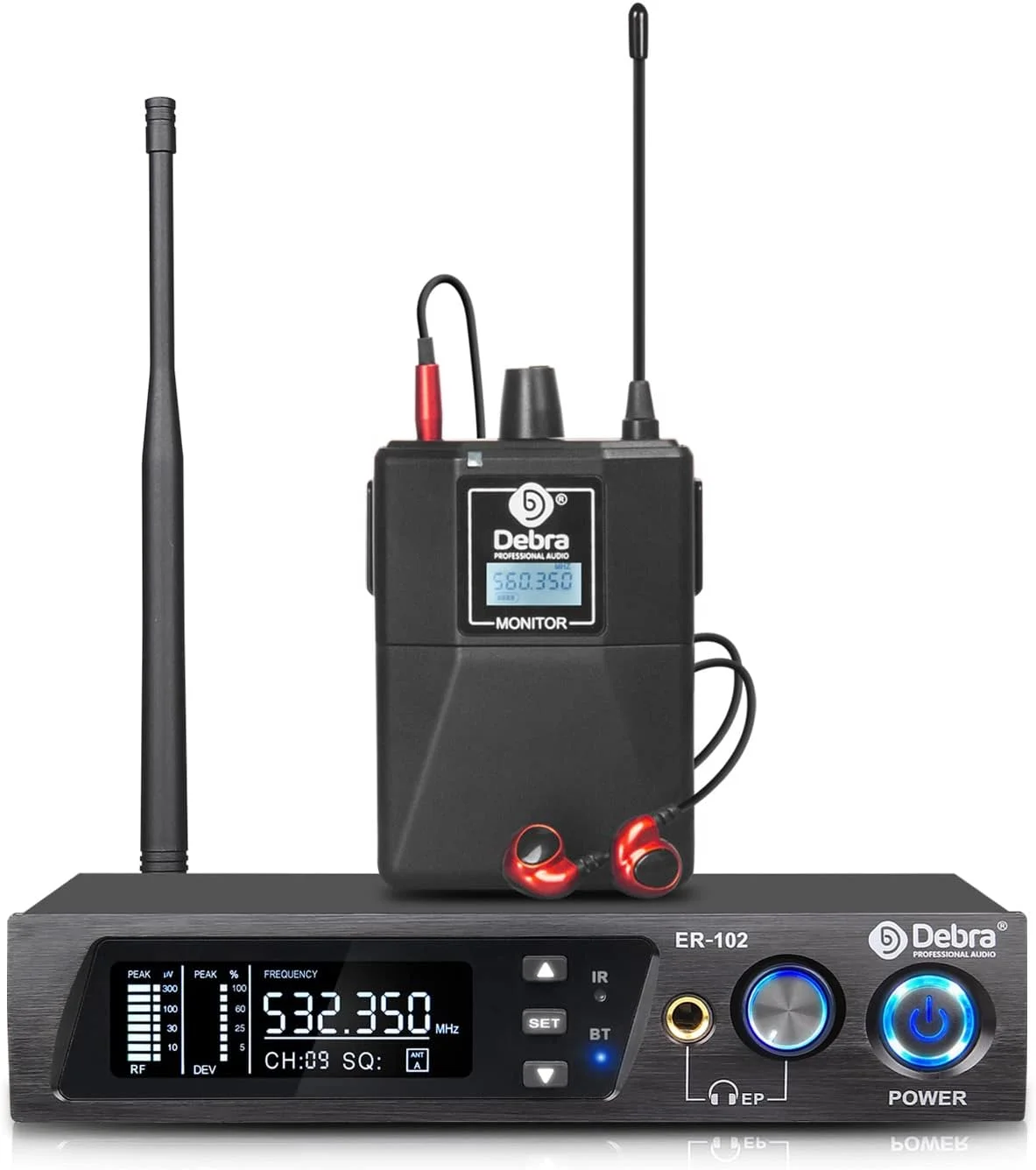 Debra Audio Er-102 Uhf Sistema de Monitor Inalámbrico Para Escenario (1 Body Con Transmisor) - Imagen 2
