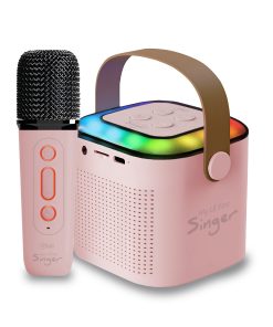 Parlante Portatil Bluetooth Karaoke Rgb My Lil First 1 Microfono Rosado