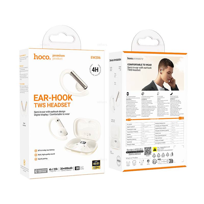 Audífonos Bluetooth In Ear Hoco Ew206 Tws Blanco - Imagen 4