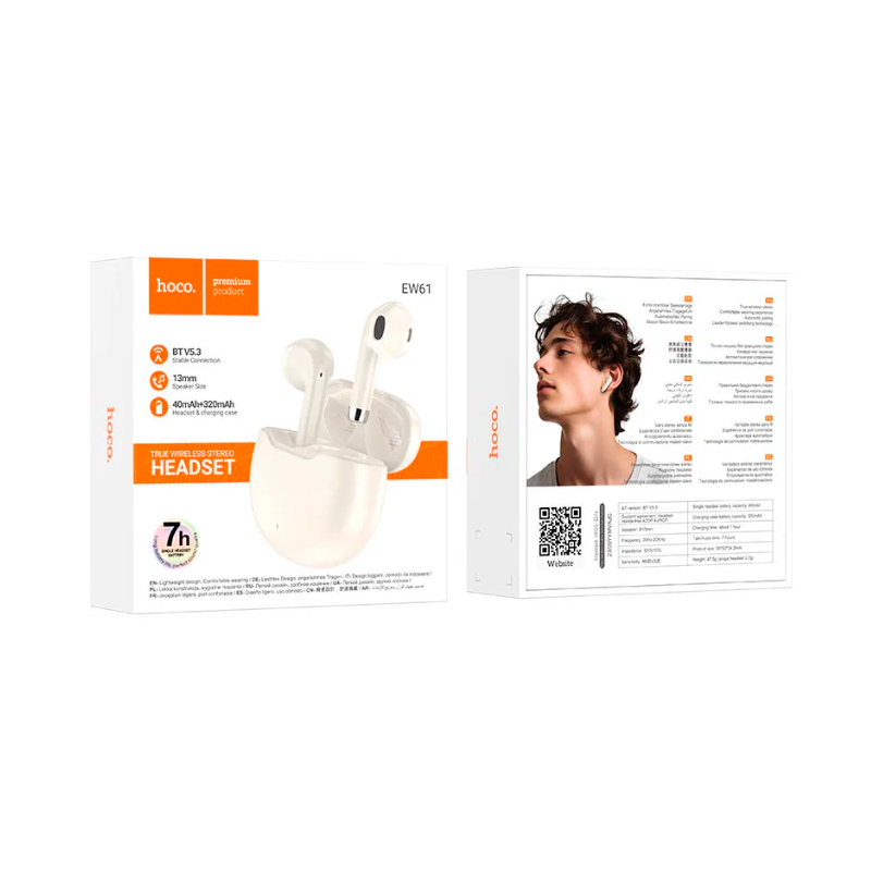 Audífonos In Ear Bluetooth Hoco Ew61 True Wireless Beige - Imagen 4