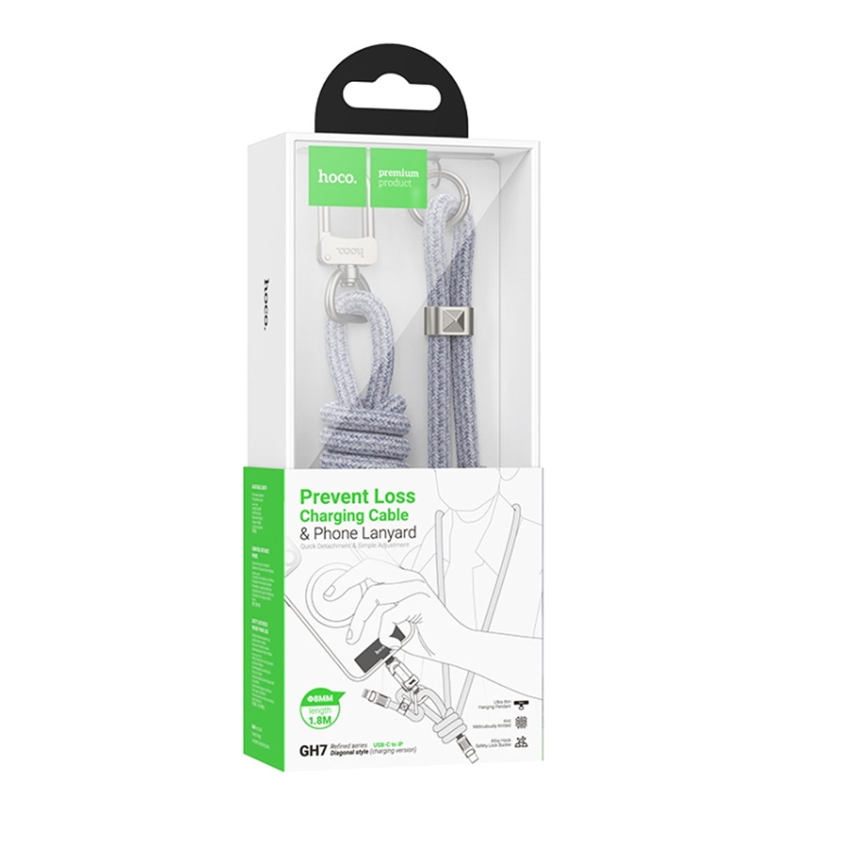Cable Pulsera De Carga Tipo C a Tipo C Hoco Gh7 Gris - Imagen 3