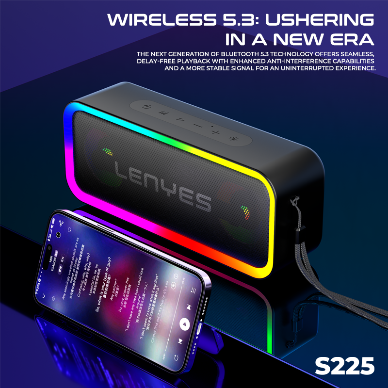 Parlante Bluetooth Lenyes S225 Resistente Al Agua Led 20w Negro - Imagen 4